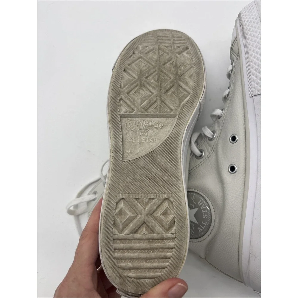 Cream Converse Chuck Taylor All Star  High Top Lift Platform Leather Women 9